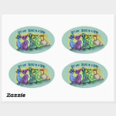 私得のアヒルが一列に！ 楕円形シール (シート)