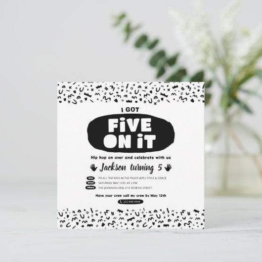 私得は5つ、90年代のヒップホップ誕生日旧学校 招待状 (スタンド正面)