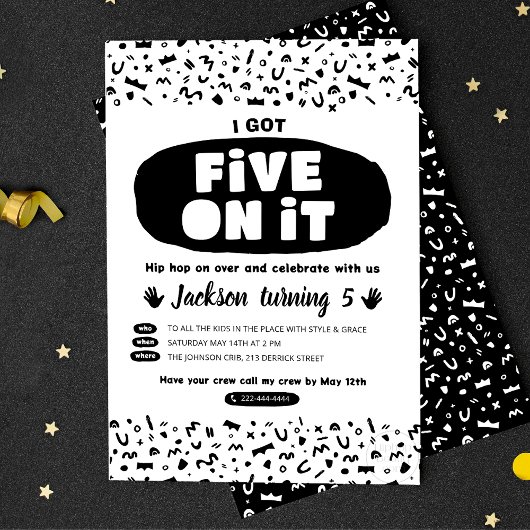 私得は5つ、90年代のヒップホップ誕生日旧学校 招待状