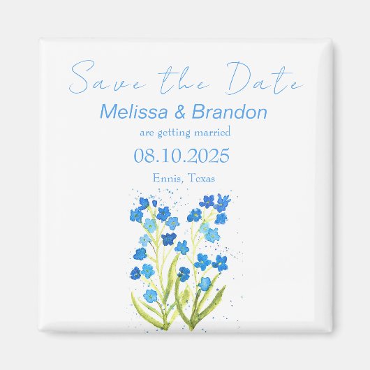 私忘れはブルーフローラ春素朴結婚の マグネット (正面)