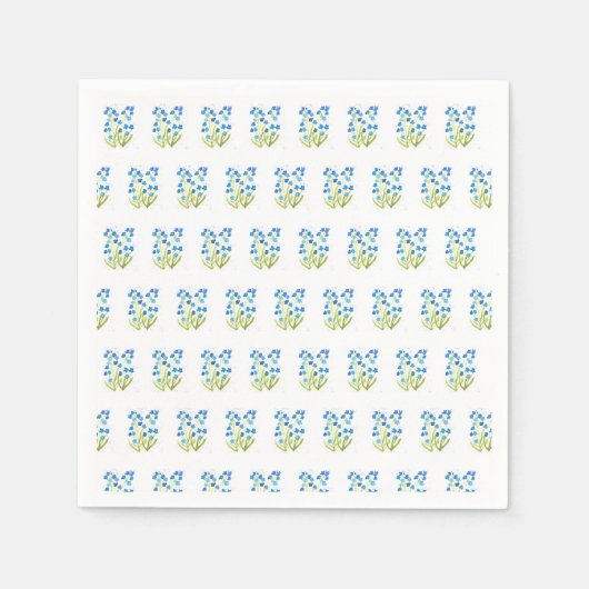 私忘れはブルーフローラ水彩結婚式ではない スタンダードカクテルナプキン (正面)