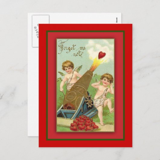 私忘れは可愛くないヴィンテージバレンタインのグリーティングカード シーズンポストカード (正面/裏面)