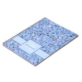 私忘れは青いフローラ名+モノグラムテンプレート ノートブック (左側)