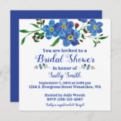 私忘れは青いフローラ水色ブライダルシャワー 招待状 (正面/裏面)