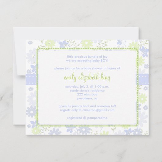 私忘れは~庭の赤ちゃんシャワー 招待状 (正面)