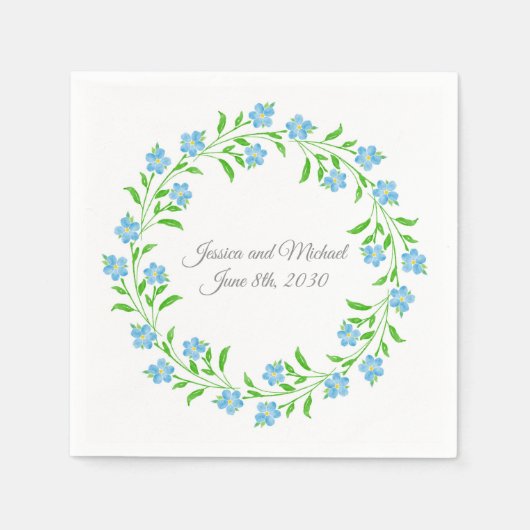 私忘れNots水彩フローラリース スタンダードカクテルナプキン (正面)