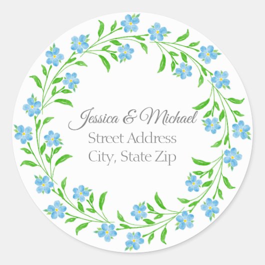 私忘れNots水彩フローラリース ラウンドシール (正面)