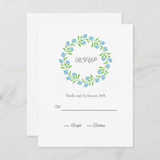 私忘れNots水彩フローラリース 出欠カード (正面/裏面)