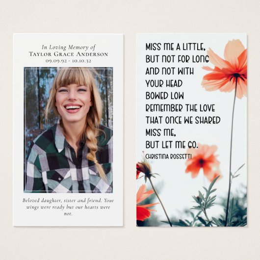 私恋しく思が写真引用文記念カードに行かせてくれ (正面&裏面)