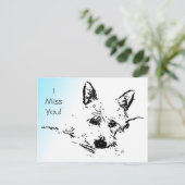 私恋しく思が!ウェスティーデジタルフォトアートインクスケッチ ポストカード (スタンド正面)