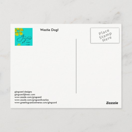 私恋しく思が!ウェスティーデジタルフォトアートインクスケッチ ポストカード (裏面)