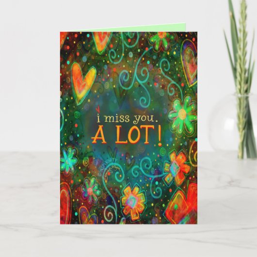 私恋しく思はフローラお洒落ハート かわいらし カード (正面)