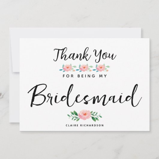 私感謝していの花嫁の為に |メイド・オブ・オーナー（花嫁付き添い人） サンキューカード (正面)