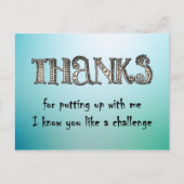 私感謝していを我慢する ポストカード (正面)