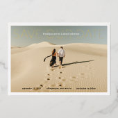 私救の日モダン名フォイル詳細フォトカード 箔招待状 (正面)