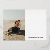 私救の日モダン名フォイル詳細フォトカード 箔招待状 (裏面)