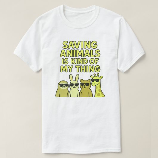 私救は動物が好きだ Tシャツ (デザイン正面)