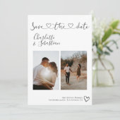 私救達日付手書きハートパーソナライズされた写真 セーブザデート (スタンド正面)