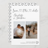 私救達日付手書きハートパーソナライズされた写真 セーブザデート (正面/裏面)