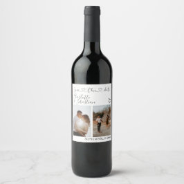 私救達日付手書きハートパーソナライズされた写真 ワインラベル