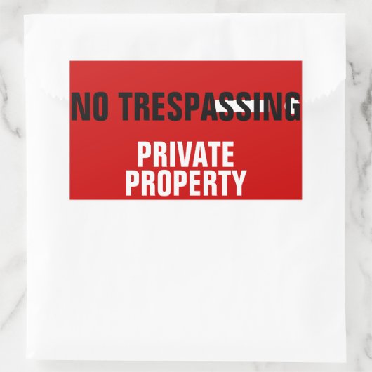 私有財産シールの不法侵入禁止 長方形シール (バッグ)