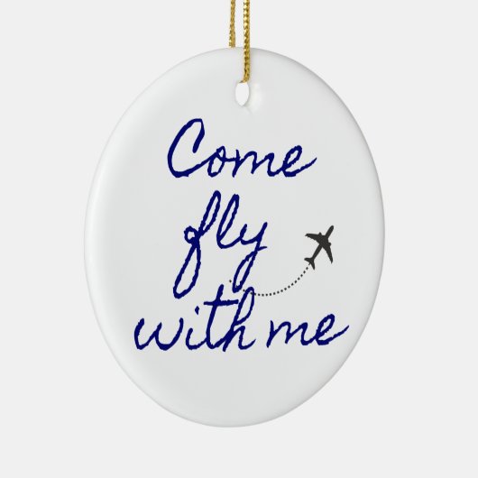 私来のオーナメントホワイト/ネイビーのミニマリストとフライ セラミックオーナメント (右)