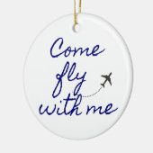 私来のオーナメントホワイト/ネイビーのミニマリストとフライ セラミックオーナメント (左)