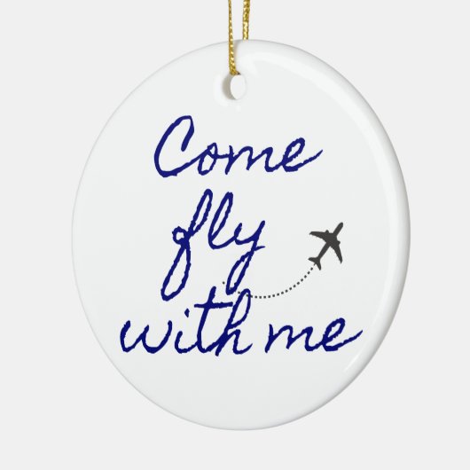 私来のオーナメントホワイト/ネイビーのミニマリストとフライ セラミックオーナメント (左)