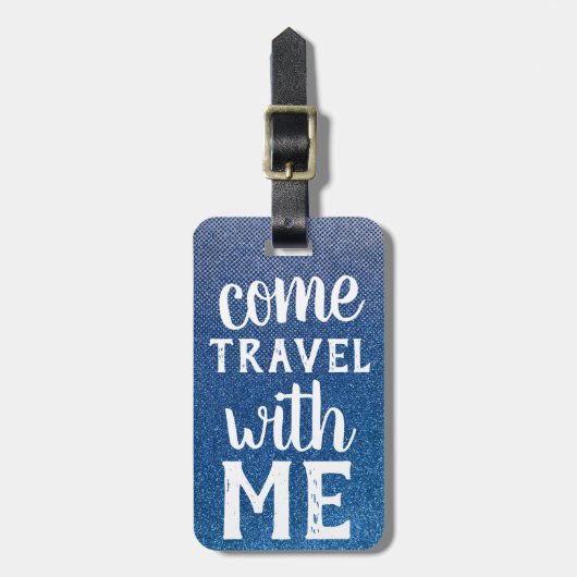 私来のグリッターのパタガーリーーンで旅グラデーション行 ラゲッジタグ (正面縦)