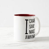 私来は気まずいのを見た – おもしろい ツートーンマグカップ (正面右)