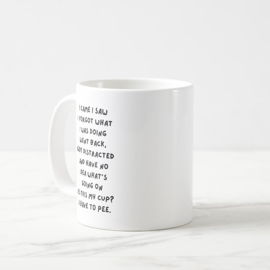 私来は自分が何をし忘れているか見た、皮肉な コーヒーマグカップ (正面左)