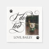 私渦巻形のは犬の写真とポーズの結婚仕事 スタンダードカクテルナプキン (正面)