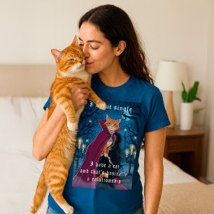 私独身のは猫を飼っている ゴシックおもしろい猫引用文 トライブレンドTシャツ