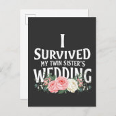 私生き延びの双子の姉妹の結婚カップル インビテーションポストカード (正面/裏面)