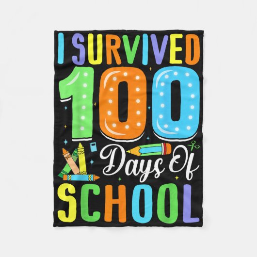 私生き延び100日の学校100日 フリースブランケット (正面)