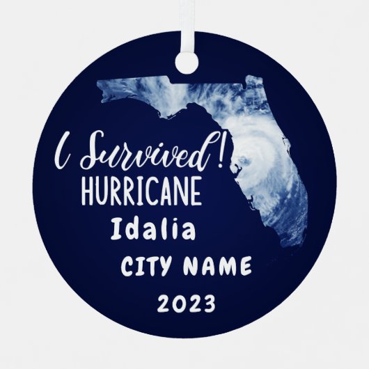 私生き延び!ハリケーン・アイダリア・フロリダ&シティ名 メタルオーナメント (正面)