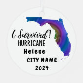 私生き延び!ハリケーン・ヘレネフロリダ&シティ名 メタルオーナメント (裏面)