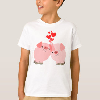 私生児のTシャツのかわいい漫画のブタ Tシャツ
