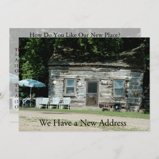 私用おもしろいなアドレス変更カード: 丸太小屋 案内状 (正面/裏面)