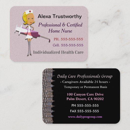 私用ナースの大きい専門のバラのつぼみ色 名刺 (正面/裏面)