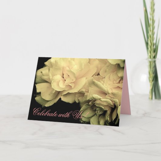 私祝たちと！アンティークバラ招待状カード 招待状 (正面)