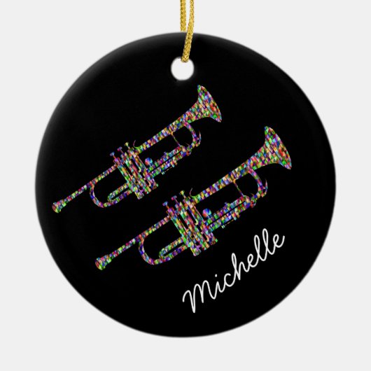 私称ファンキー黒とピンク セラミックオーナメント (正面)