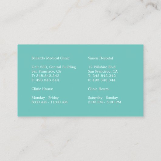 私立医師 名刺 (裏面)