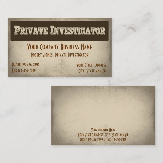 私立探偵の探偵の名刺 名刺 (正面/裏面)