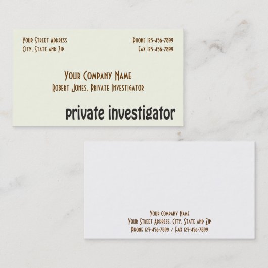 私立探偵ビジネスカード 名刺 (正面/裏面)