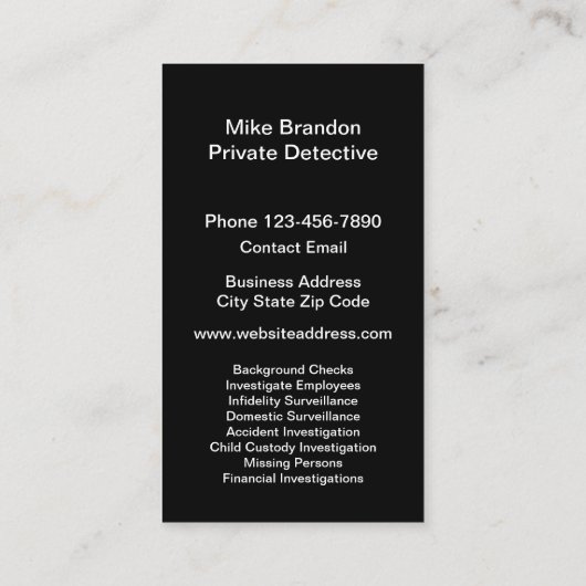 私立探偵事務所 名刺 (裏面)