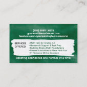 私立数学の家庭教師 – 初期の成績、初等 名刺 (裏面)