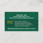 私立数学の家庭教師 – 初期の成績、初等 名刺 (裏面)