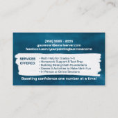 私立数学の家庭教師 – 初期の成績、初等 名刺 (裏面)