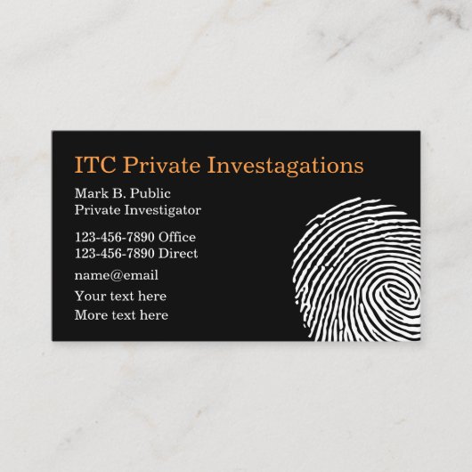 私立調査員の指紋テーマ 名刺 (正面)